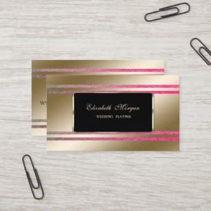 Cartão De Visita Elegantes, Listras Brilhantes em Faux Dourado com
