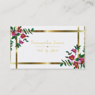 Cartão De Visita Elegantes rosas florais em magenta rosa em aquarel