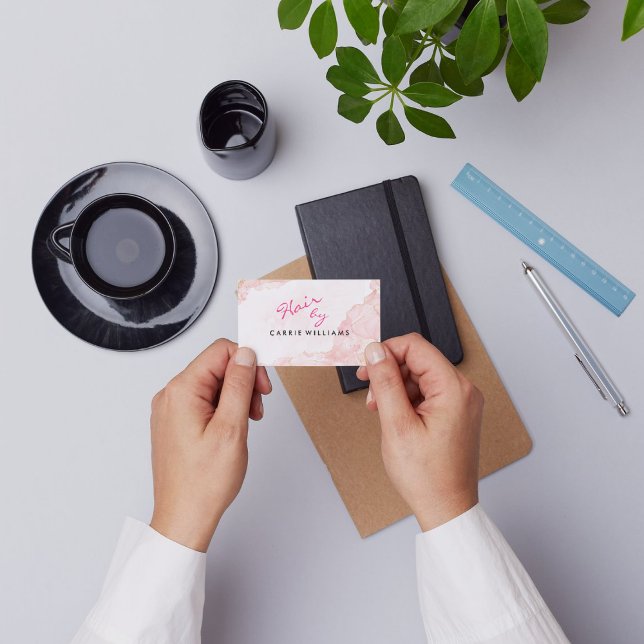 Cartão De Visita Elegent Professional Minimal Pink Hair Stylist (Elegent Professional Minimal Pink Hair Stylist Business Card
)