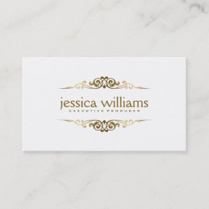 Cartão De Visita Elementos Dourados Florais Simples Elegantes