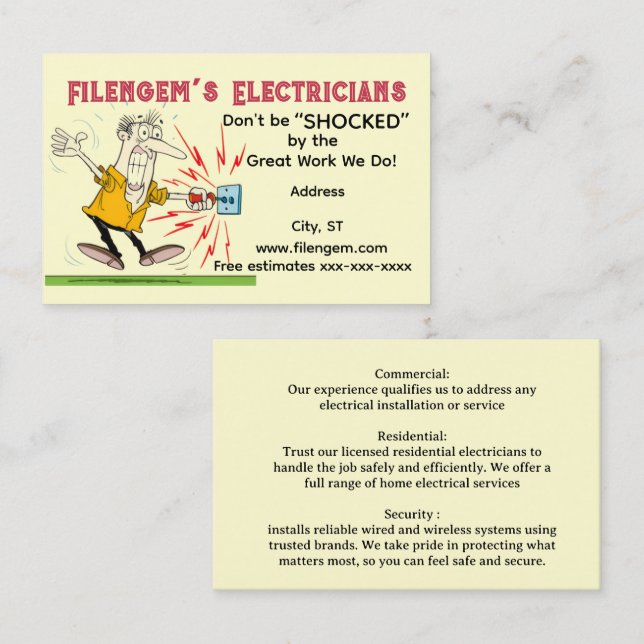 Cartão de Visita “Eletricista” (Frente/Verso)