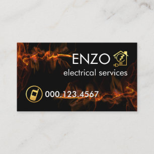 Cartão De Visita Eletricista de Onda Relâmpago Vermelha Luminescent