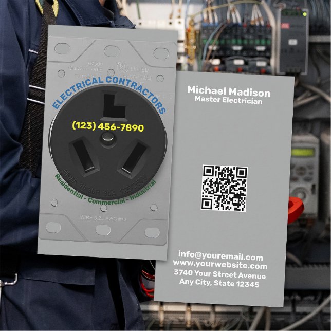 Cartão De Visita Eletricista | Empreiteira Elétrica (Criador carregado)