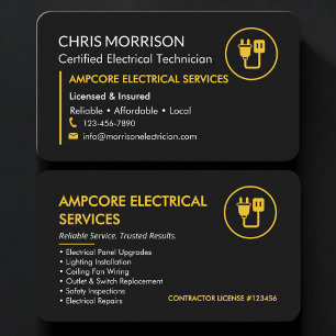 Cartão De Visita Eletricista Marca Elétrica Preto Amarelo