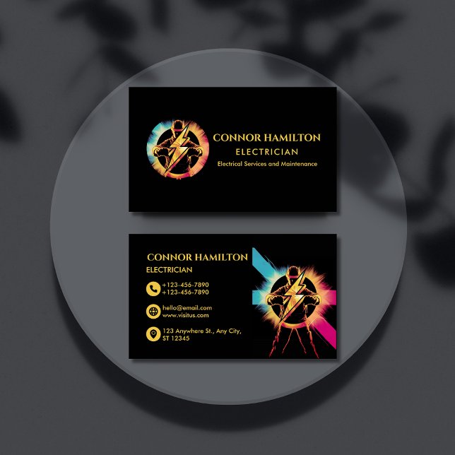 Cartão De Visita Elétrico Legal Relâmpago Moderno Trendy (Criador carregado)