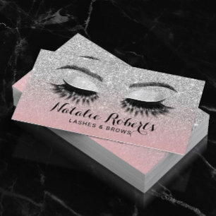 Cartão De Visita Elipse Elícitos Lindas Salão Rosa e Silver Brilh