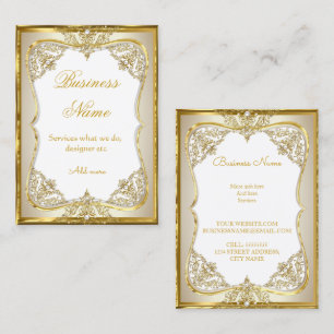 Cartão De Visita Elite Ouro Branco bege Creme Pérola