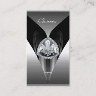 Cartão De Visita Elite preta de prata elegante 2a do cromo do