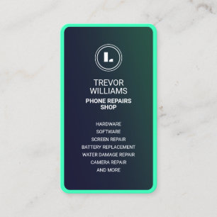 Cartão de visita em forma de telefone verde-turque
