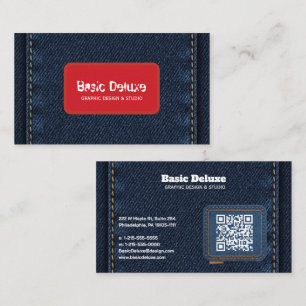 Cartão de Visita em Gergim Rústico Jeans Azul Es