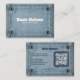Cartão de Visita em Grelê de Denim Jeans Azul Es