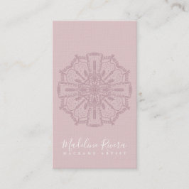 Cartão de Visita em Macrame de Ioga Mandala Rosa C