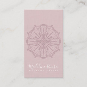 Cartão de Visita em Macrame de Ioga Mandala Rosa C