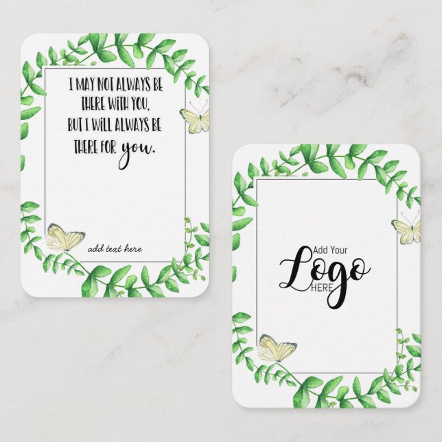 Cartão De Visita Em Memória Simpatia Memorial Anjo guardando presen (Frente/Verso)