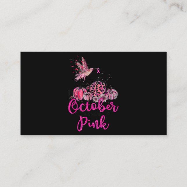 Cartão De Visita Em outubro, Vestimos Cancer de Mama Rosa de Hummin (Frente)