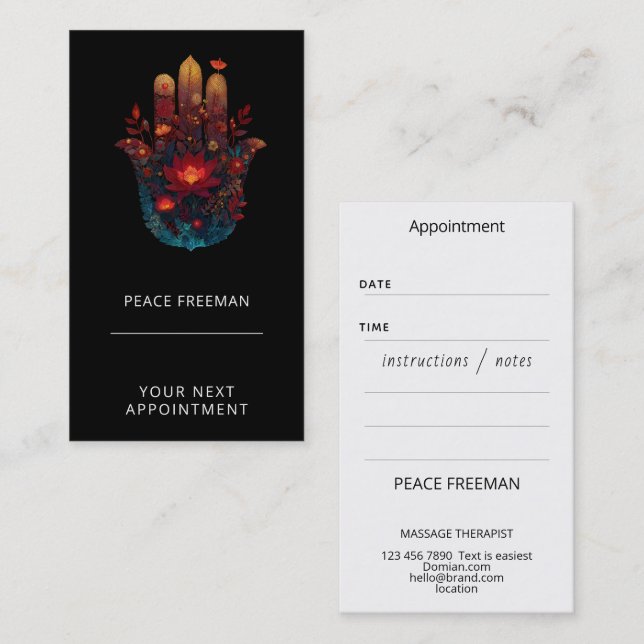 Cartão De Visita Ember Lotus | Design do Hamsa Hand (Frente/Verso)