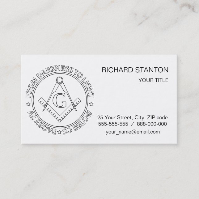 Cartão De Visita Emblema de Freemasonry (Frente)