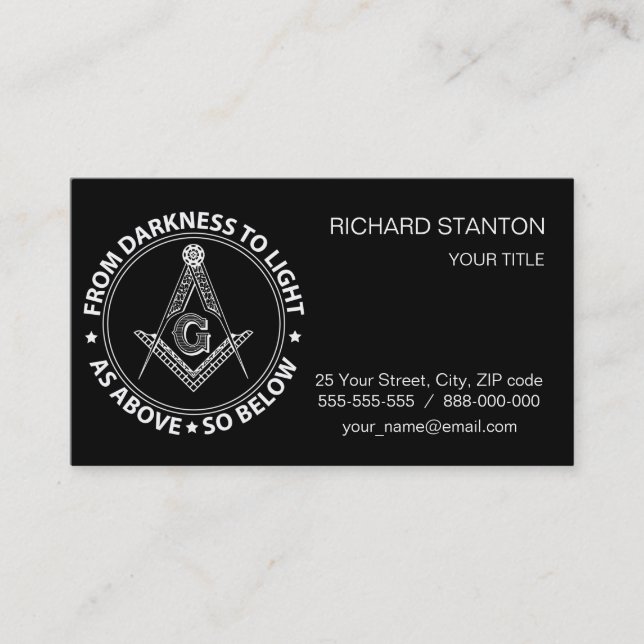 Cartão De Visita Emblema de Freemasonry (Frente)