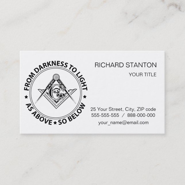 Cartão De Visita Emblema de Freemasonry (Frente)