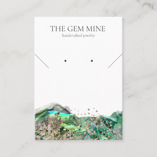 Cartão De Visita Emerald Agate Gemstone Jewelry Display Card (Frente)