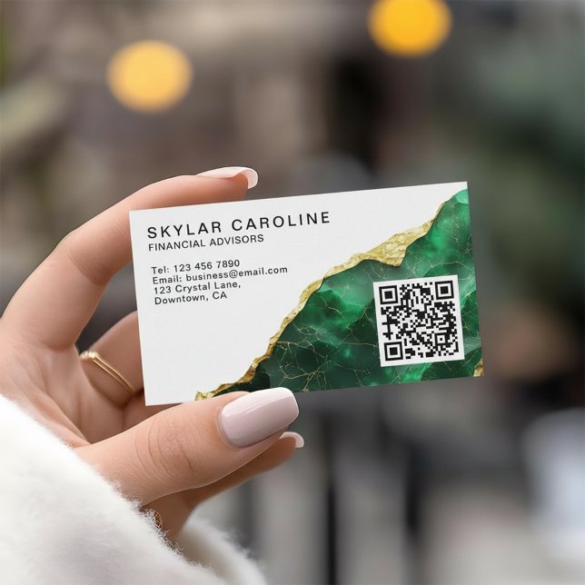 Cartão De Visita Emerald Gold Financial advisors RQ Code (Criador carregado)