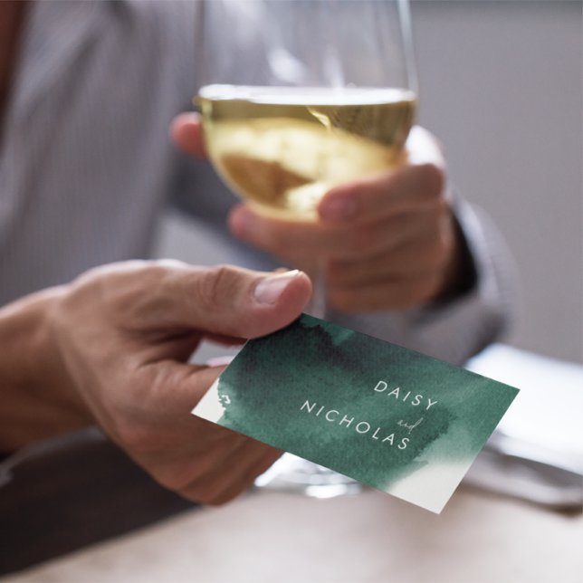 Cartão De Visita Emerald Green Watercolor Professional Design (Criador carregado)