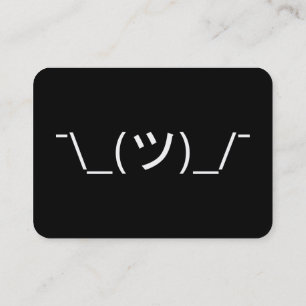 Cartão De Visita Emoticon de Encolher de Ombros ¯\_(ツ)_/¯ Kaomoji J