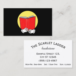 Cartão De Visita Emoticon que lê um livro - livraria ou biblioteca