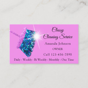 Cartão De Visita Empregada doméstica fúcsia cor-de-rosa do brilho