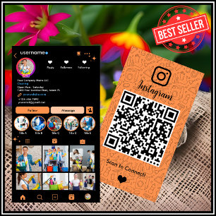 Cartão De Visita Empregada Doméstica Instagram Laranja Limpeza QR