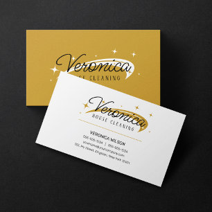 Cartão De Visita Empregada Doméstica Minimal Simples Ouro Branco