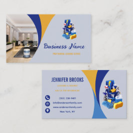 Cartão De Visita Empregada Doméstica Serviço de Limpeza Azul Modern