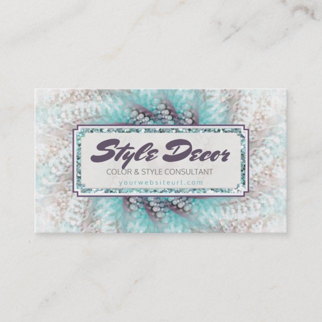 Cartão De Visita Empresa consultora | Cabeça de Abstrato Aqua (Frente)