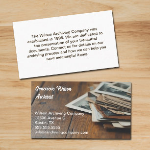 Cartão De Visita Empresa de Arquivista Fotografias Antigas Arquivam