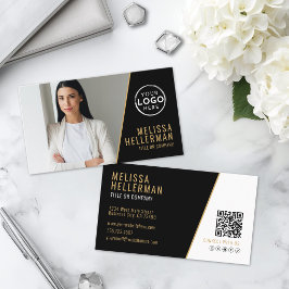 Cartão De Visita Empresa de Código QR de Foto Profissional Seu Logo
