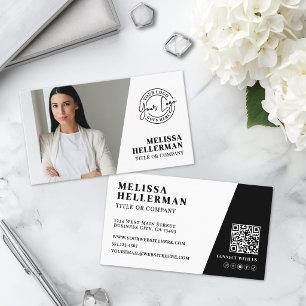 Cartão De Visita Empresa de Código QR de Foto Profissional Seu Logo