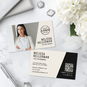 Cartão De Visita Empresa de Código QR de Foto Profissional Seu Logo