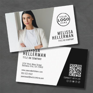 Cartão De Visita Empresa de Código QR de Foto Profissional Seu Logo