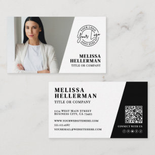 Cartão De Visita Empresa de Código QR de Foto Profissional Seu Logo