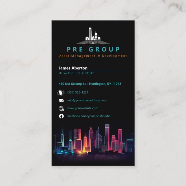 Cartão De Visita Empresa de desenvolvimento imobiliário e investime (Frente)