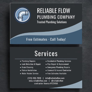 Cartão De Visita Empresa de Encanação Plumber Profissional