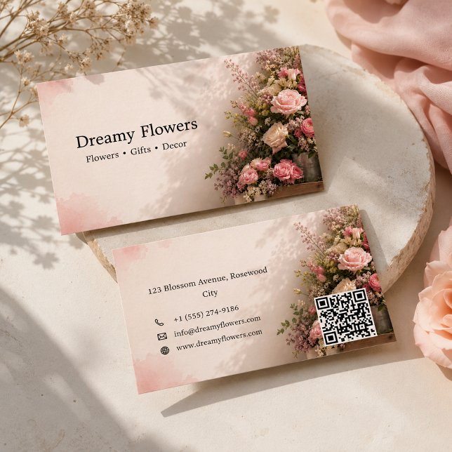 Cartão De Visita Empresa de Flores Moderna cor Rosa (Criador carregado)
