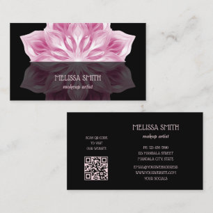 Cartão De Visita Empresa de Mandala Floral Preto Cor-de-Rosa