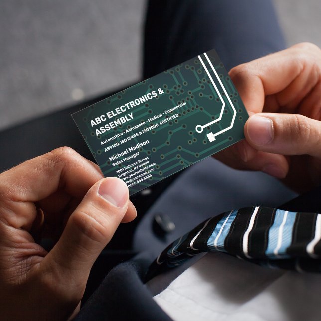 Cartão De Visita Empresa de montagem de eletrônicos (Criador carregado)