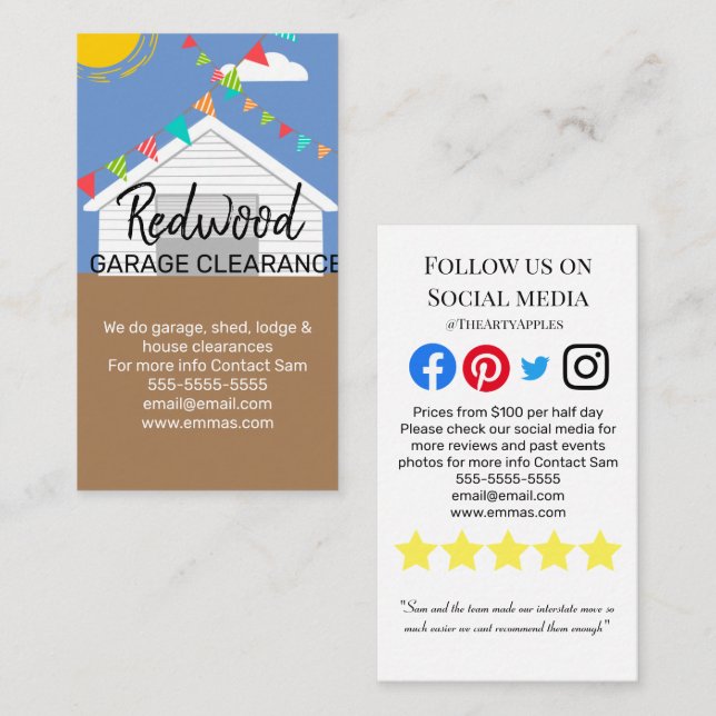 Cartão De Visita empresa de remoção de terras com depósito de ofici (Frente/Verso)