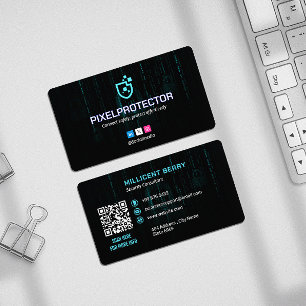 Cartão De Visita Empresa de segurança cibernética   Chave de Matriz