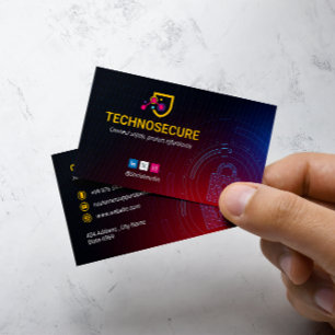 Cartão De Visita Empresa de segurança cibernética   Laranja Escuro 