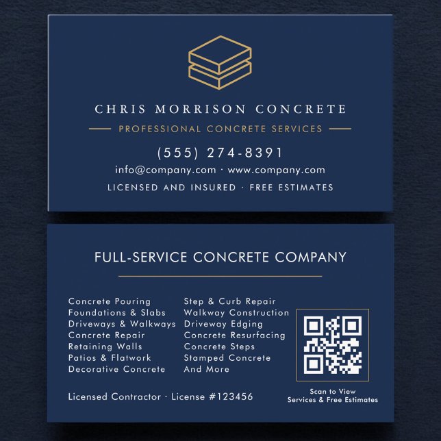 Cartão De Visita Empresa de Soluções de Concreto e Cimento QR Code (Criador carregado)