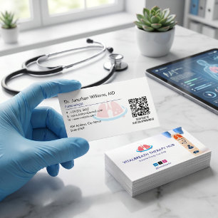 Cartão De Visita Empresa de Terapia Pulmonológica   Branco Simples