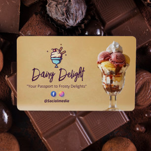 Cartão De Visita Empresa do sorvete   Delicious Sundae Brown